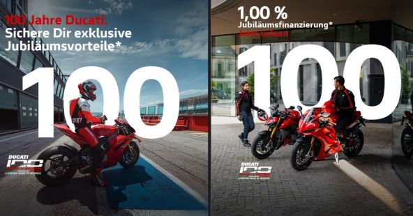 100 Jahre Ducati - Jubiläumsvorteile jetzt sichern
