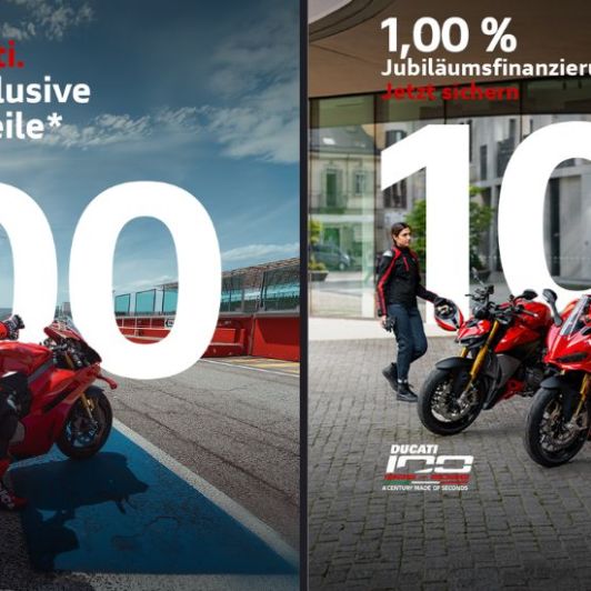 100 Jahre Ducati - Jubiläumsvorteile jetzt sichern