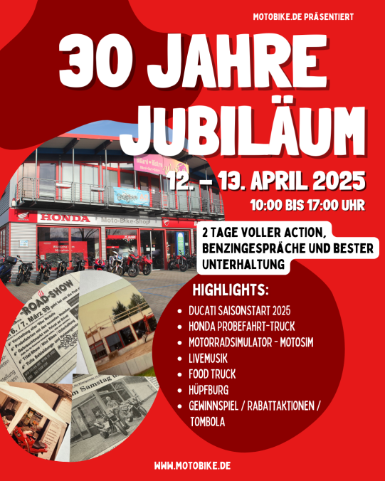 30 Jahre MOTOBIKE-Shop am 12. - 13.04.2025