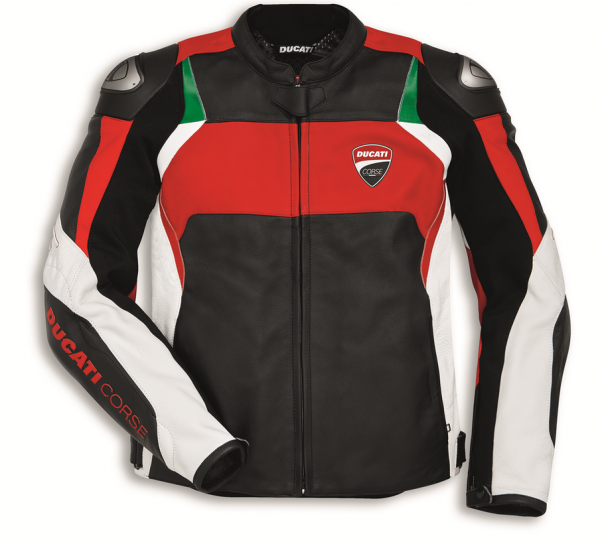 Ducati Original LEDERJACKE CORSE C3 Perforiert Weiß/Rot Herren