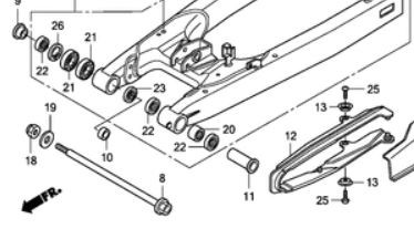 Honda DISTANZHULSE, LAGERZAPFEN, Honda-Teilenummer 52143MERR60