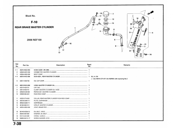 Honda KLAMMER, HAUPTZYLINDER-, Honda-Teilenummer 43514KS6701