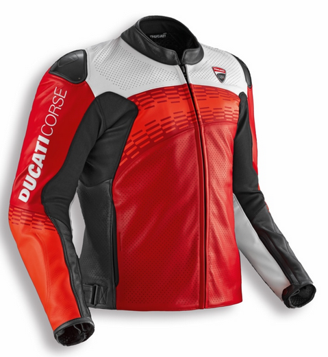 Ducati Motorradjacke CORSE C7 Perforiert Rot-Weiß-Schwarz
