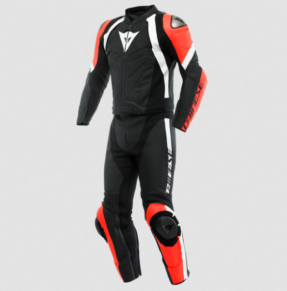 Dainese Lederkombi AVRO 4 LEATHER 2PCS Schwarz/Fluo-Rot/Weiß