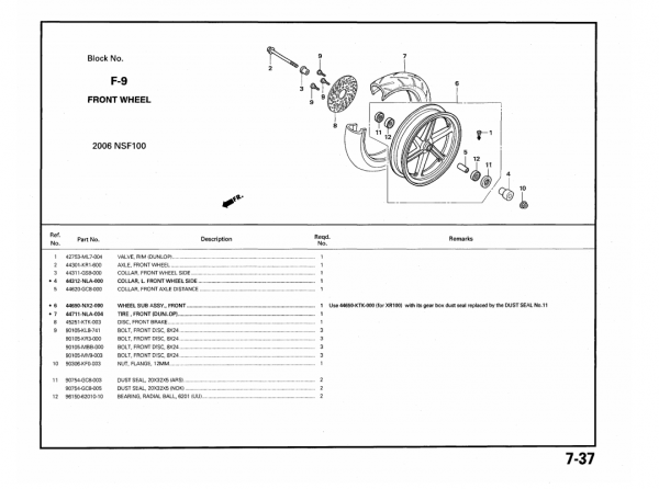 Honda COLLAR, L FRONT WHEEL SID 44312NLA000