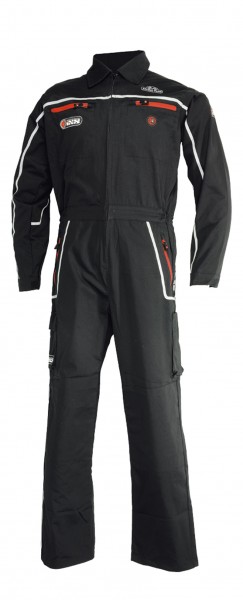 iXS Kinderoverall Atlantis schwarz mit zweilagigem Stoff an den Knien und diversen Taschen in versch